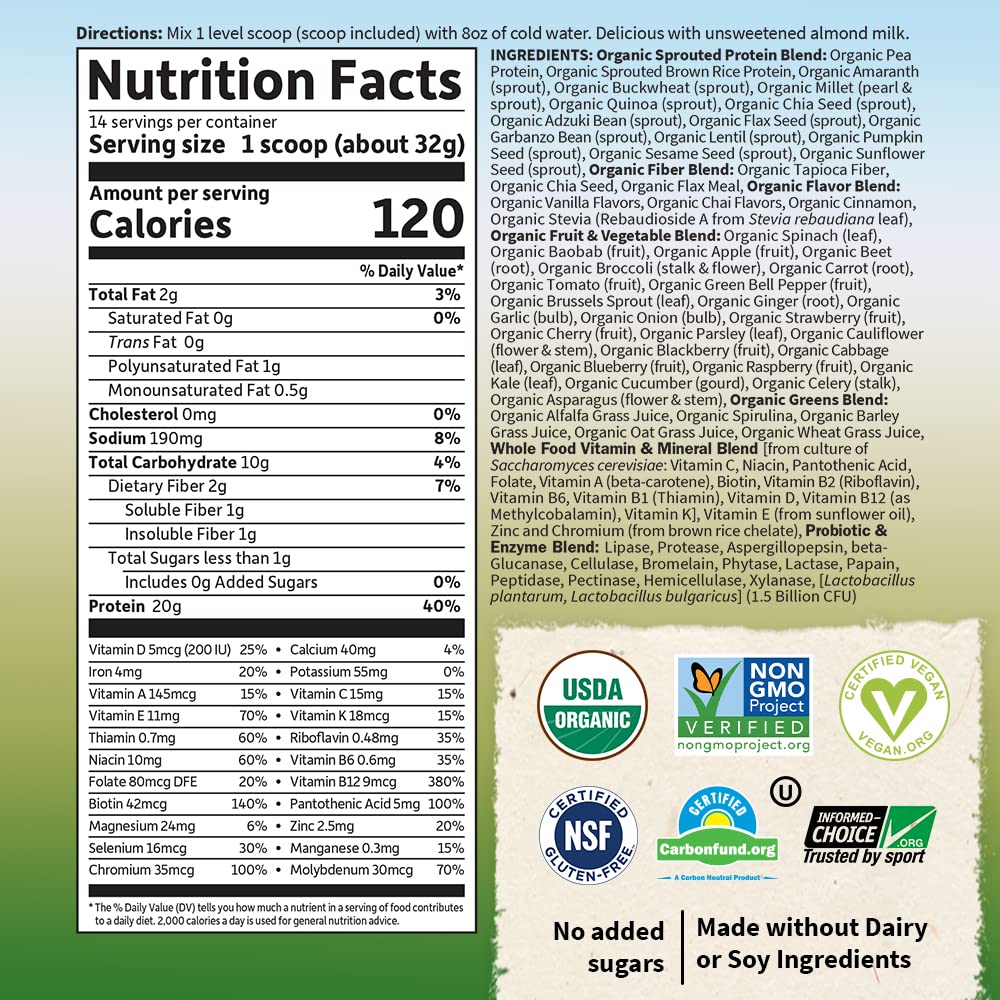 Garden of Life Meal Replacement Vanilla Chai Powder, 14 Servings Garden of Life Au supplements