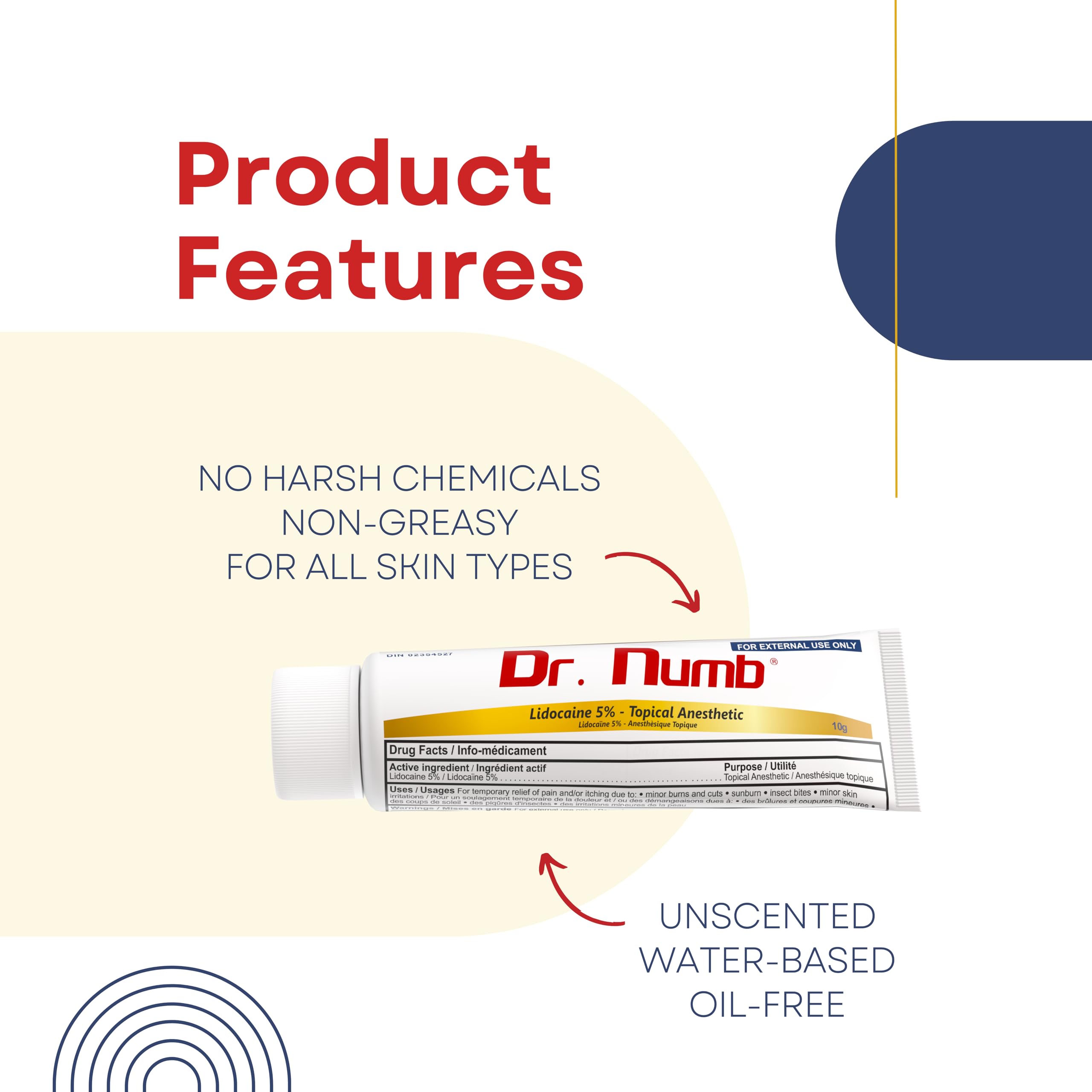 Dr. Numb 5% Lidocaine Numbing Cream, Nonprescription Maximum Strength Topical Anesthetic Cream - Temporary Relief of Pain, Itch, Discomfort for Hemorrhoid and Anorectal Uses - 10g Pack of 1 Dr. Numb Au supplements