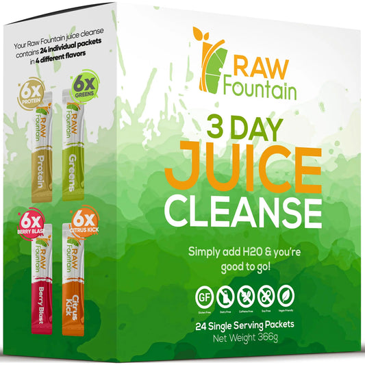 Raw Fountain 3 Day Juice Cleanse Detox, Weight Management Program, 24 Powder Packets Raw FountainAU supplements