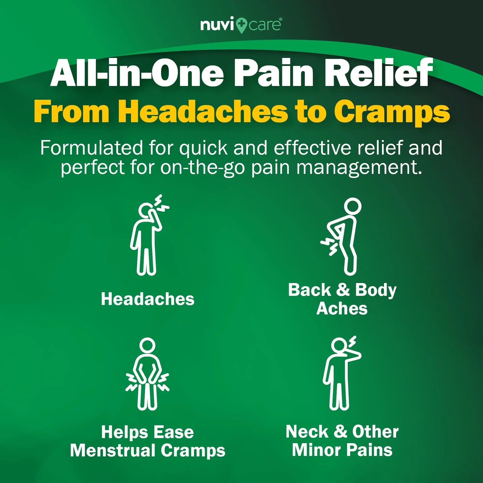 NUVICARE Headache Relief with Acetaminophen 250 mg, Aspirin (NSAID) 250 mg, Caffeine 65 mg - Temporary Relief of Minor Aches & Pains - Compare to Excedrin Extra Strength Pain Reliever (2 Pack) NUVICARE Au supplements
