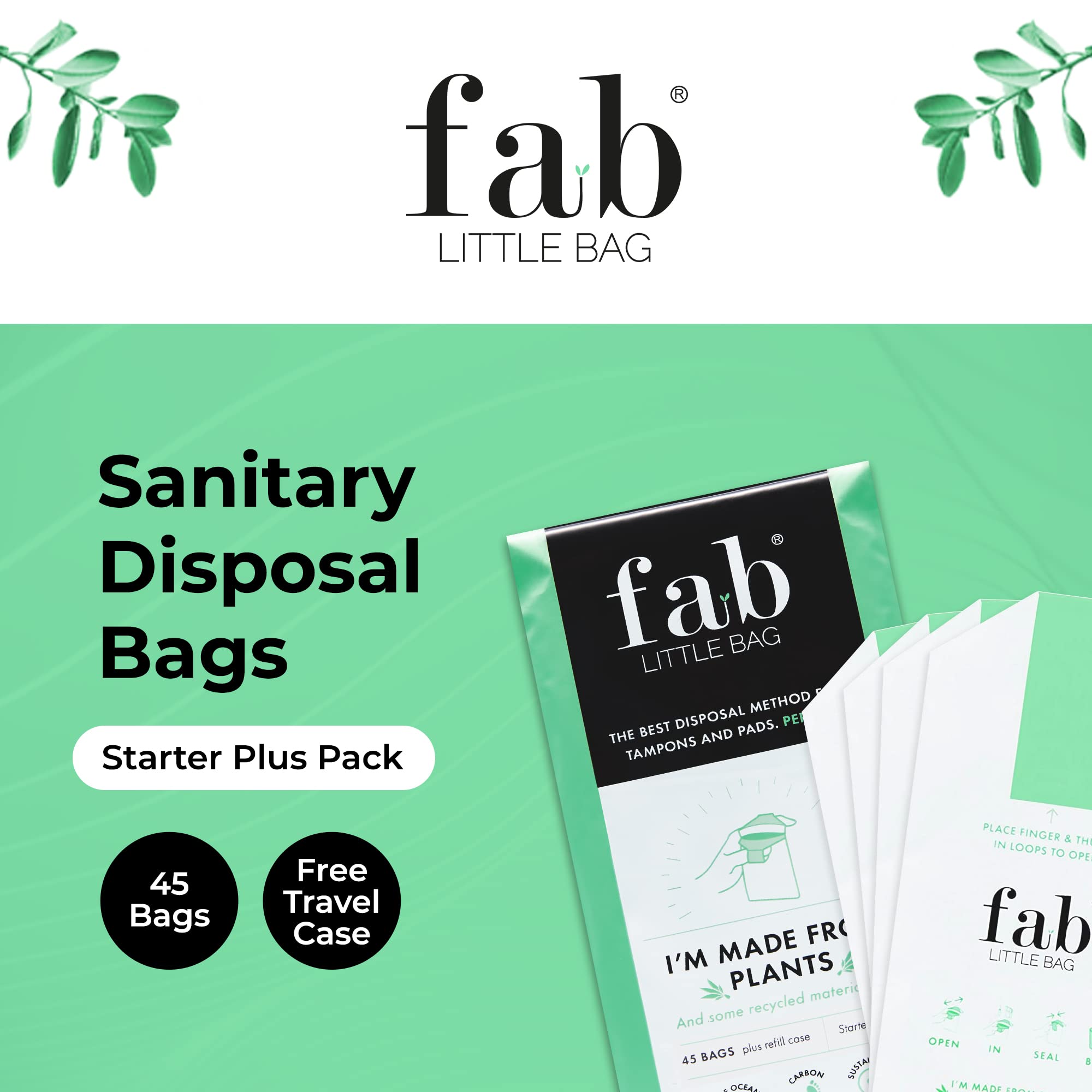 Fab Little Bag Starter Plus Pack - 45 Sanitary Disposal Bags Plus Recyclable Refill Pack Fab Little Bag Au supplements