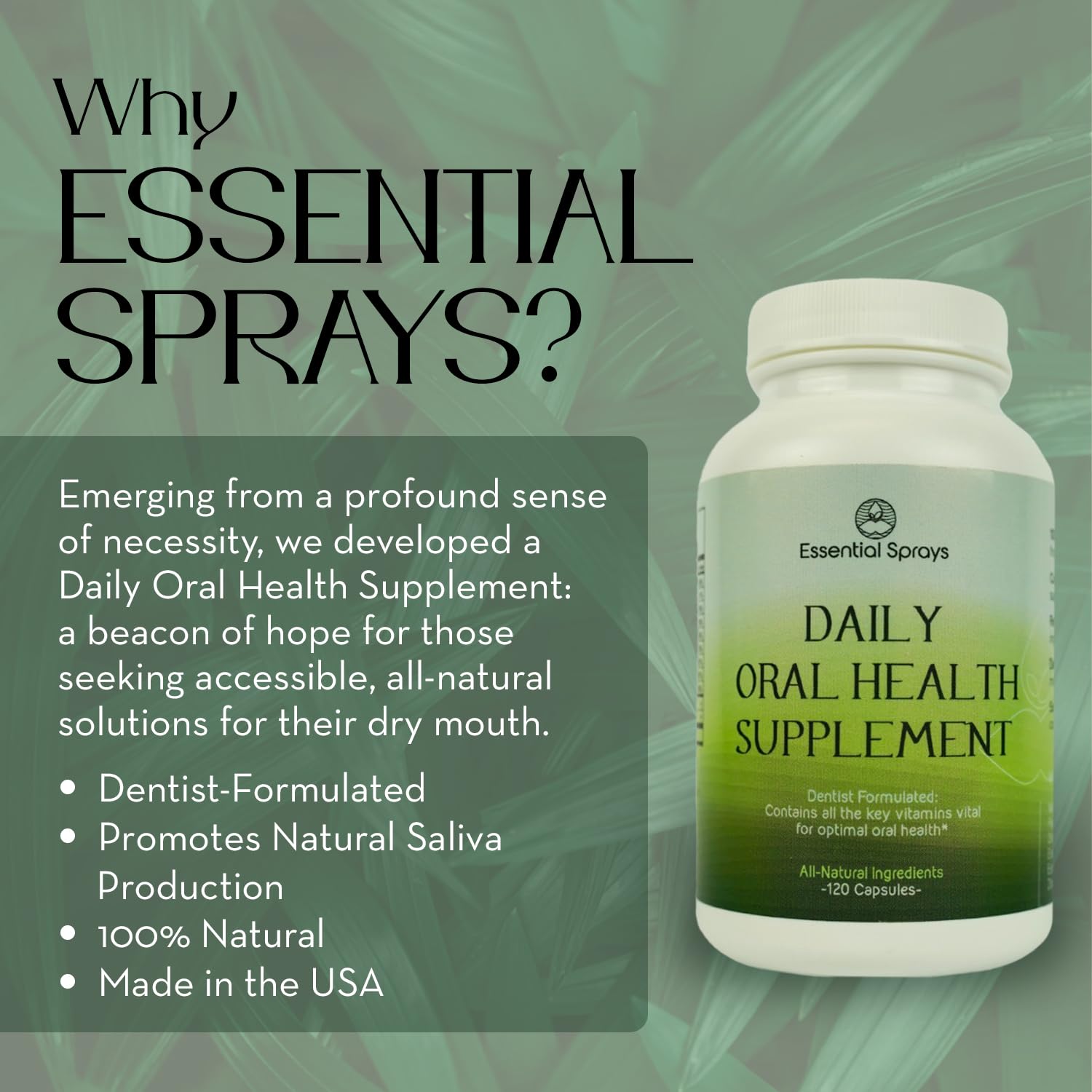 Essential Sprays Daily Oral Health Supplement - 30 Servings - Dentist Formulated Advanced Holistic Approach with L-Lysine, Niacin, Thiamin, & Vitamins for Men & Women Essential Sprays Au supplements