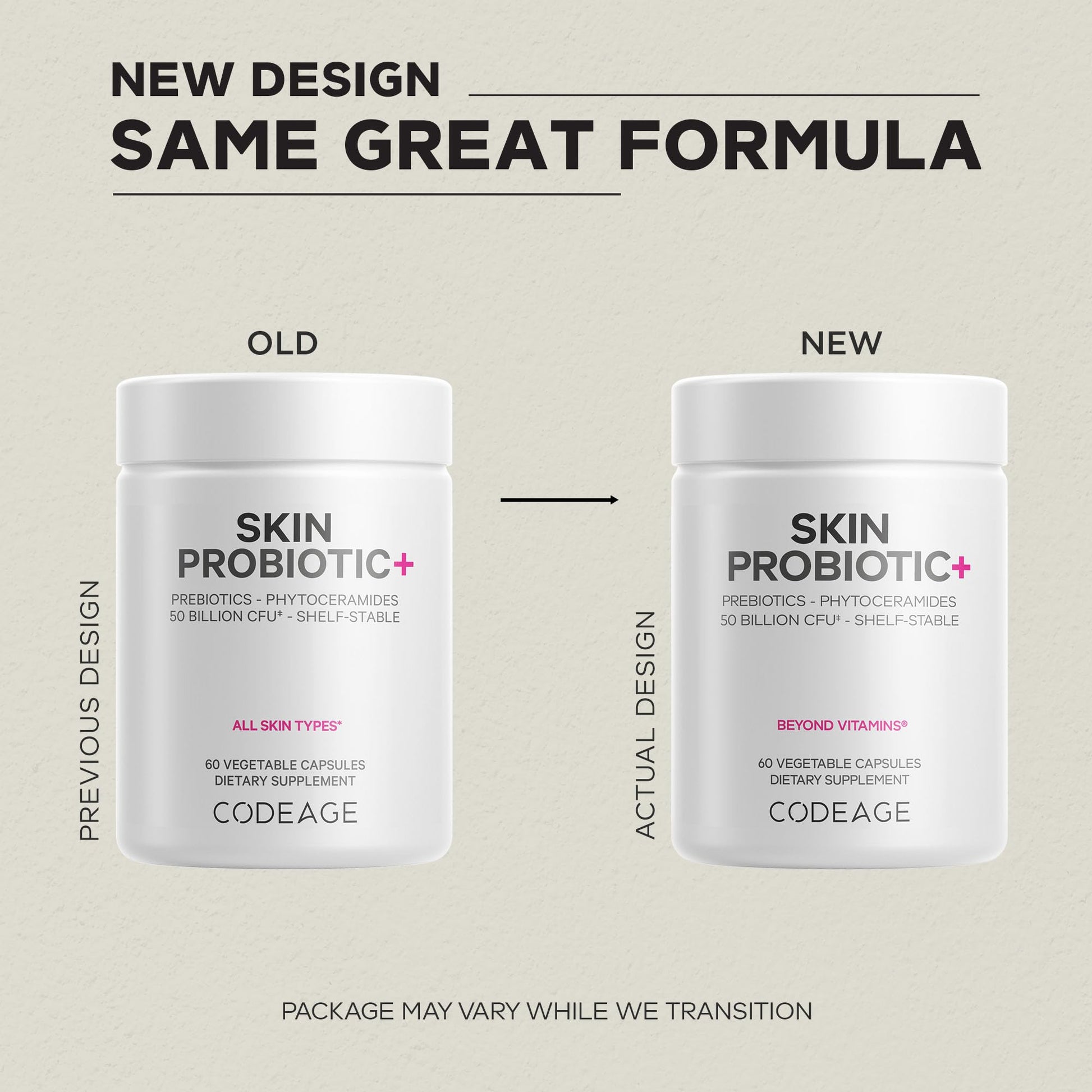 Codeage Skin Probiotics + Prebiotics - Skin Care Routine Supplement - 50 Billion CFU - Ayurvedic Botanical Herbs - Face Probiotics - Shelf Stable Cleanser, Non-GMO, Vegan - 60 Capsules Codeage Au supplements