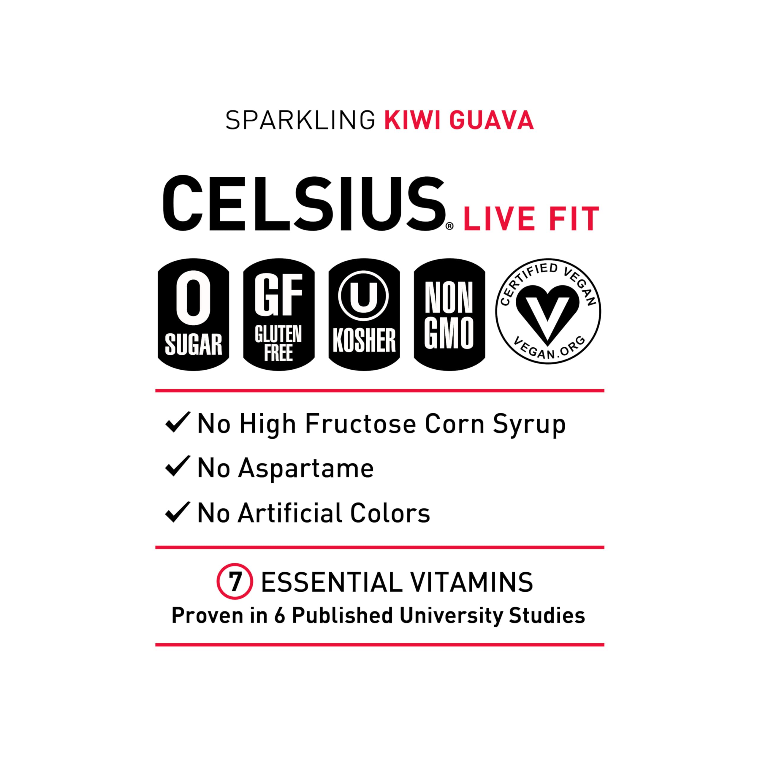 CELSIUS Sparkling Kiwi Guava, Functional Essential Energy Drink 12 Fl Oz (Pack of 12) CELSIUS Au supplements