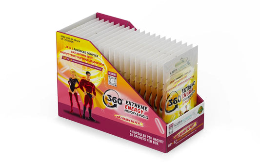 360 Extreme Energy, Memory & Focus (1 Display 20 Sachets (4 Capsules ea) KAPPA NUTRITIONAU supplements