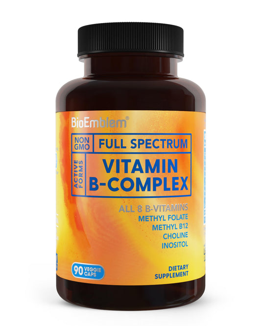 BioEmblem Vitamin B-Complex - All 8 Active Forms with Methyl Folate, Methyl B12, B6, Biotin Plus Choline Inositol, Supports Energy, Metabolism, Brain, Heart Health BioEmblemUS supplements