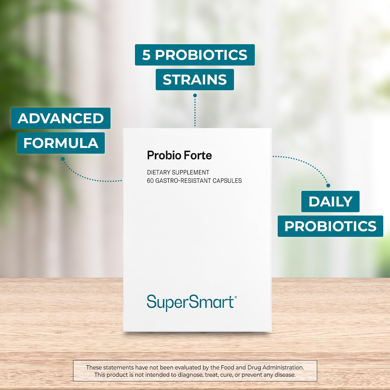Supersmart - Probio Forte 8 Billion CFU per Capsule (Advanced Formula) - Daily Probiotics Supplement for Women & Men | Non-GMO & Gluten-Free - 60 DR Caps Supersmart Au supplements
