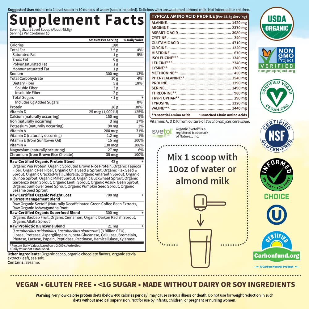 Garden of Life Raw Organic Fit Vegan Protein Powder Chocolate, 28g Plant Based Protein Garden of Life Au supplements