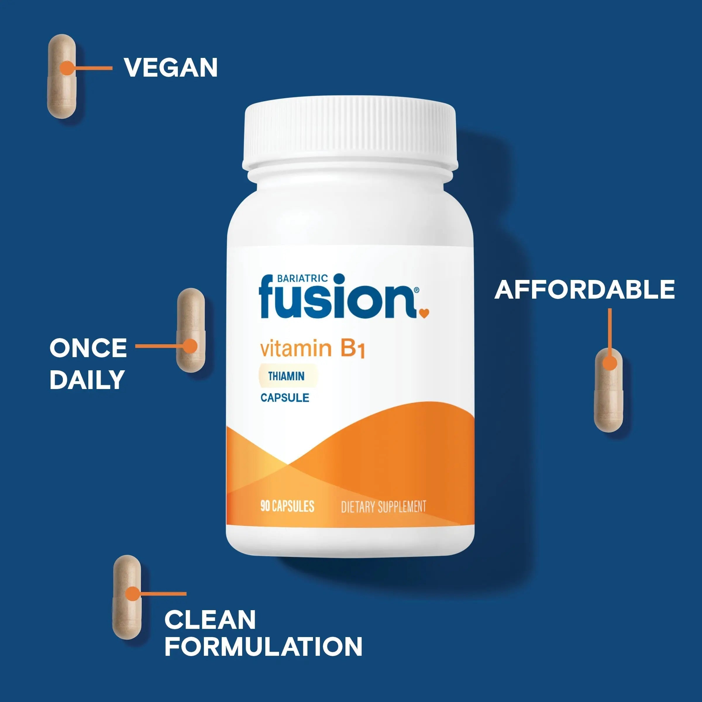 Bariatric Fusion Vitamin B1(Thiamine) for Bariatric Surgery Patients Including Gastric Bypass & Sleeve Gastrectomy, Easy to Swallow Capsule, 90 Count Bariatric Fusion Au supplements