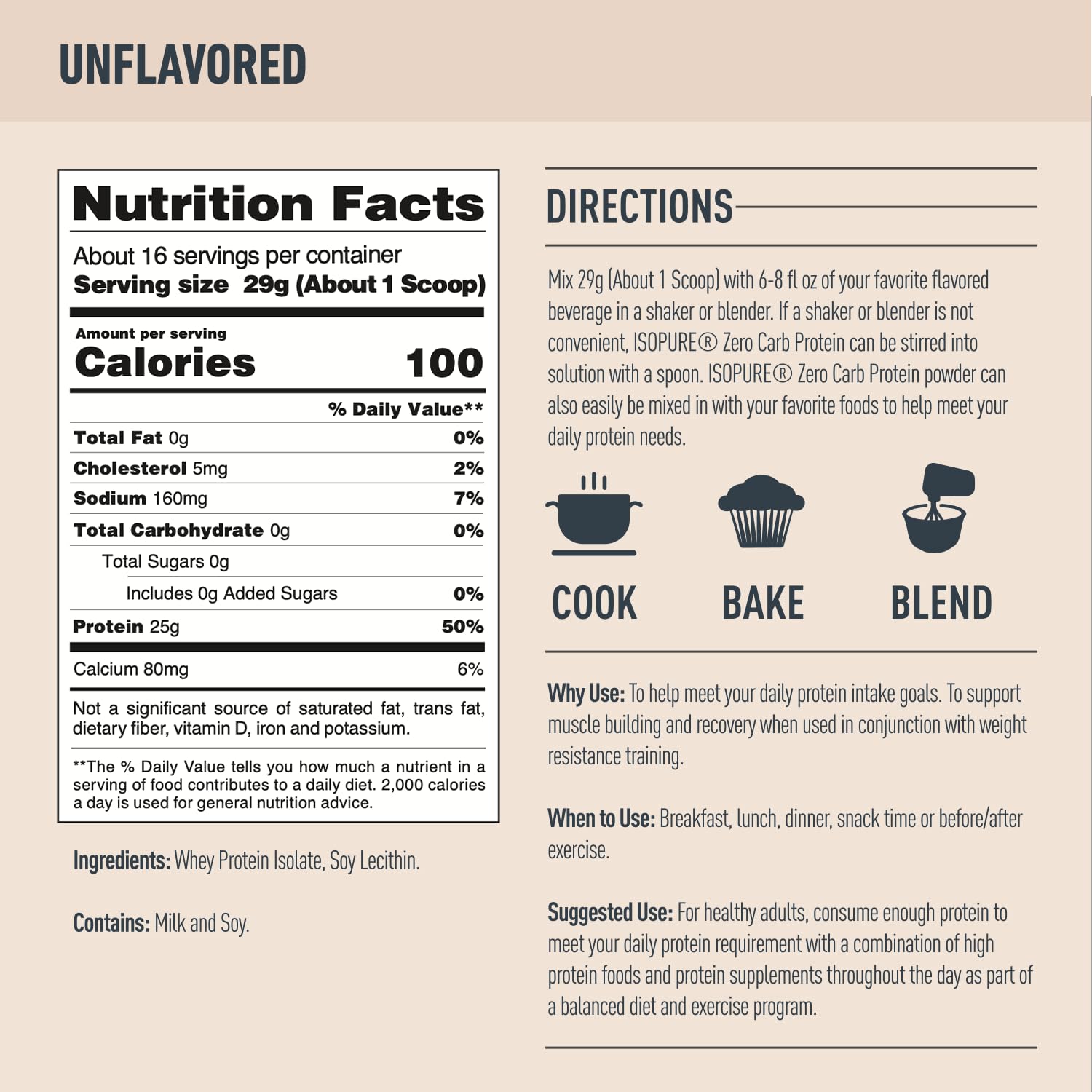 Isopure Unflavored Protein, Whey Isolate, 25g Protein, Zero Carb & Keto Friendly Isopure Au supplements