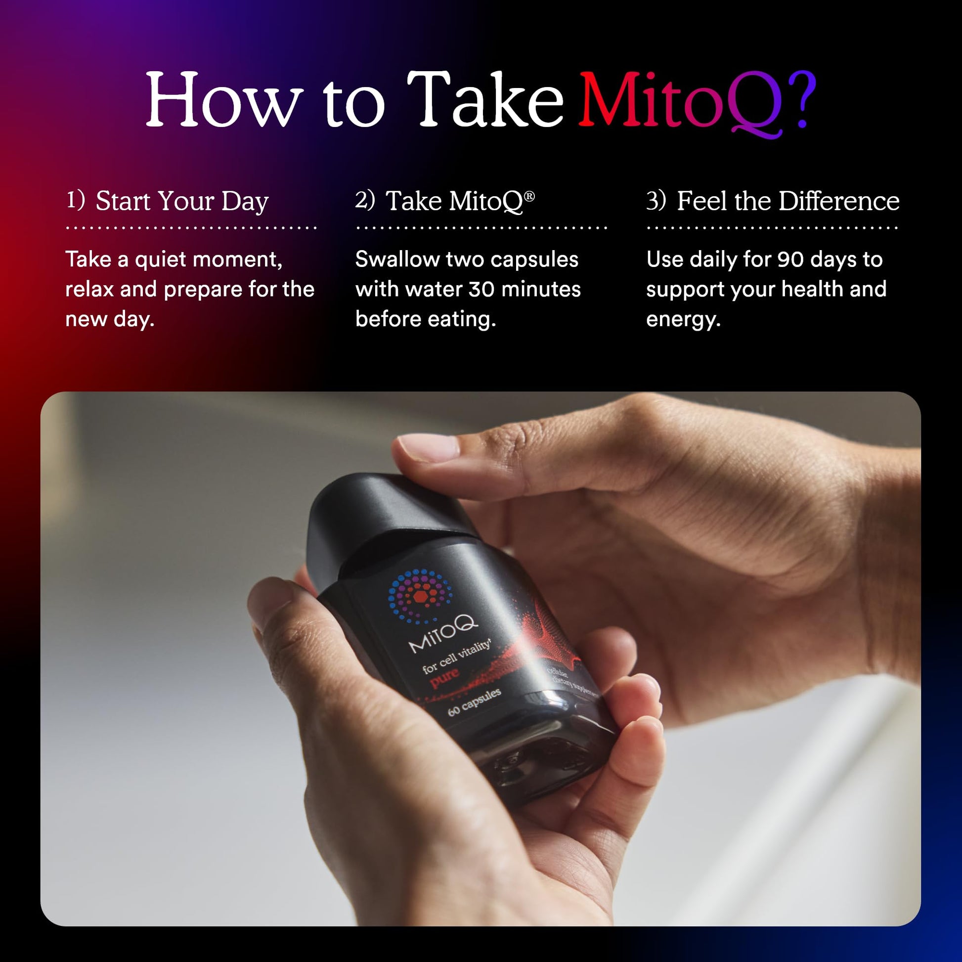 MitoQ Pure Advanced Mitochondria Supplement Superior Bioavailability to CoQ10 | Reduces Free Radical Damage for Healthy Aging, Metabolism, Heart Health, Energy, Strength & Mobility MitoQ Au supplements