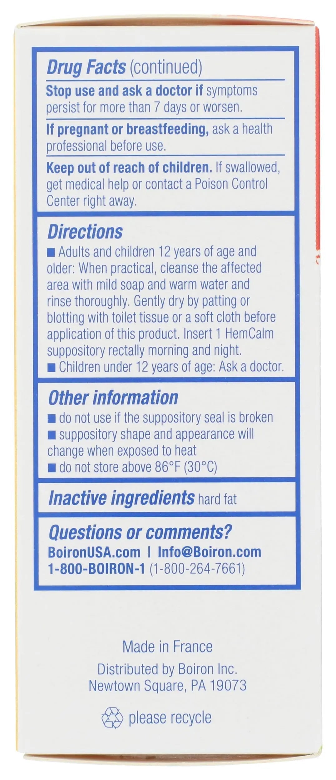 Boiron HemCalm Suppositories for Hemorrhoid Relief of Pain, Itching, Swelling or Discomfort - 10 Count Boiron Au supplements