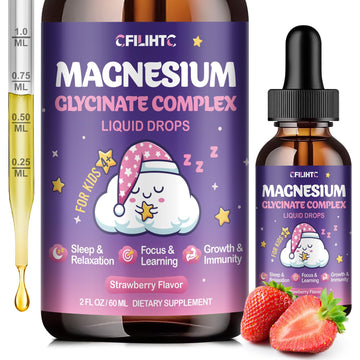 Magnesium Glycinate Liquid for Kids - Magnesium Bisglycinate Drops with L-Theanine, Chamomile & Vitamin B6, B12, C, D3 for Sleep, Relaxation, Immune Support, Calm & Focus - 2 Fl Oz, Strawberry Flavor CFILIHTC Au supplements
