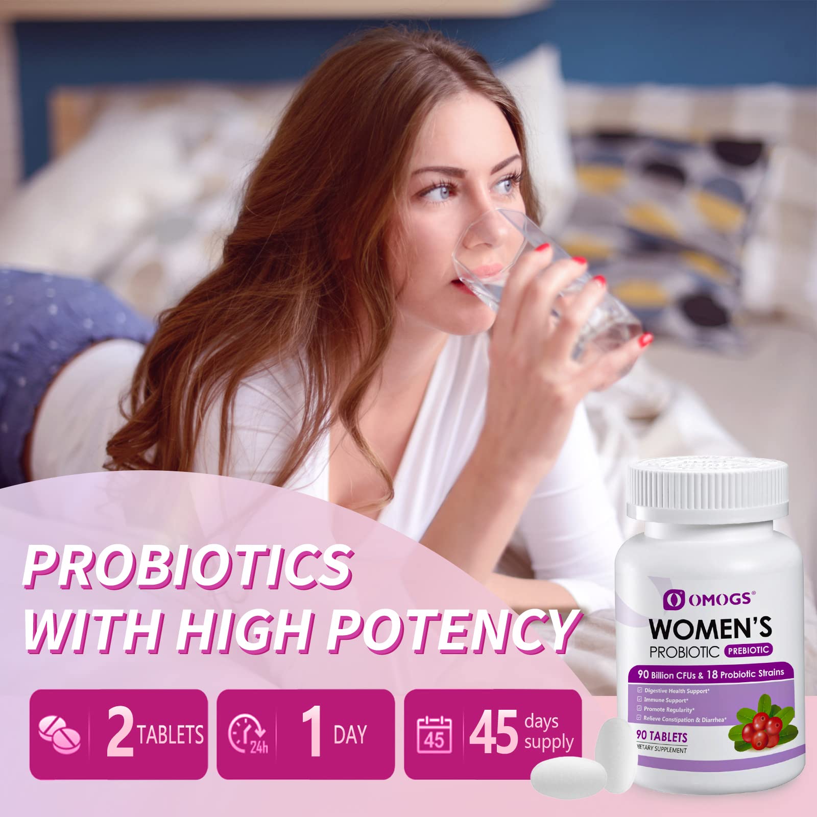 OMOGS Women's Probiotic,with Cranberry Extract and Organic Prebiotics,90 Billion CFUs OMOGS Au supplements