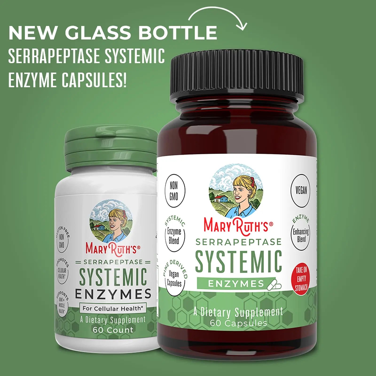 MaryRuth Organics Serrapeptase Enzymes Capsules | Up to 2 Month Supply | Enzyme Supplement for High Potency Sinus Relief Pills| Tissue Health and Cellular Health | Vegan | Gluten Free | 60 Count MARYRUTH'S Au supplements