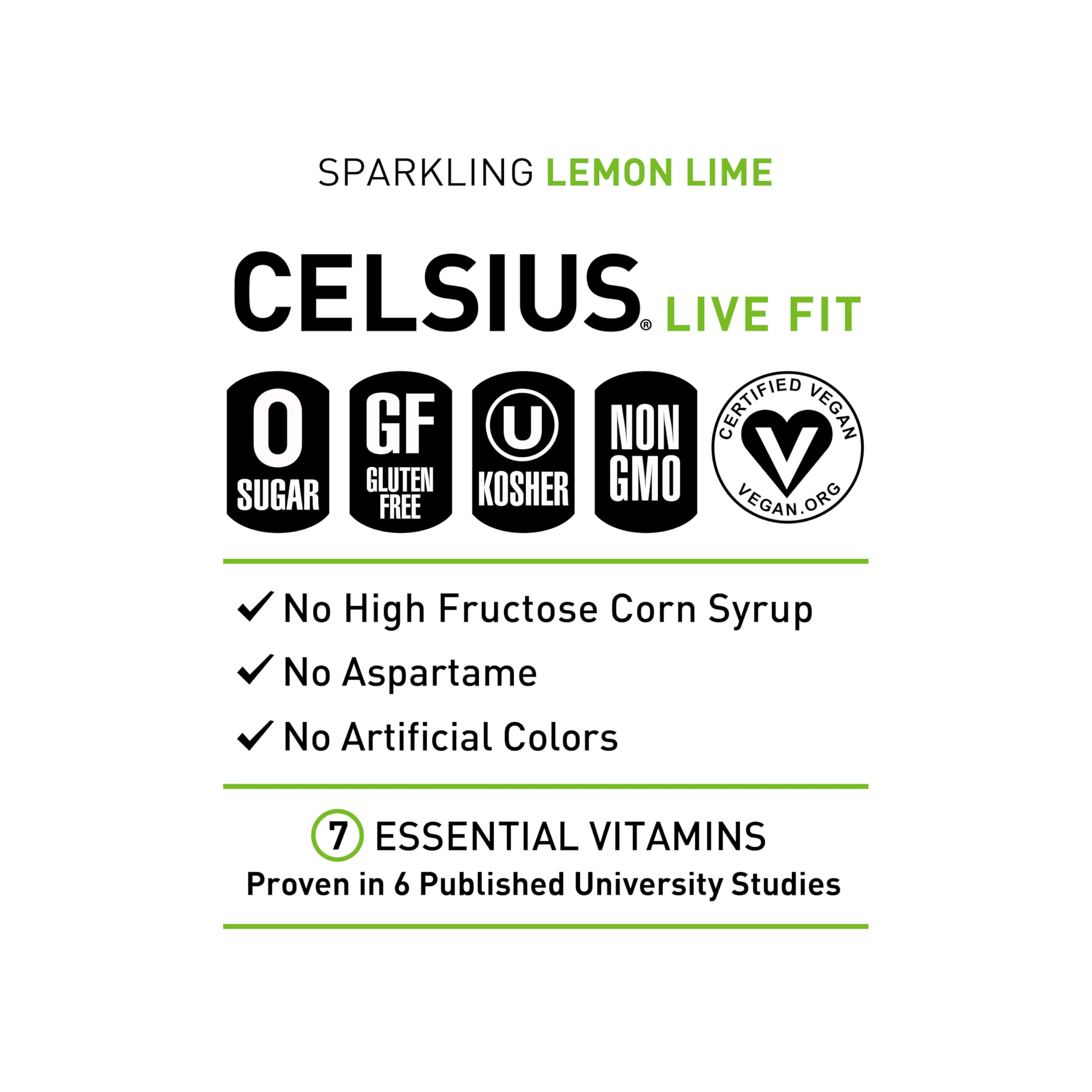 CELSIUS Sparkling Lemon Lime, Functional Essential Energy Drink, 12 Fl Oz (Pack of 12) CELSIUS Au supplements