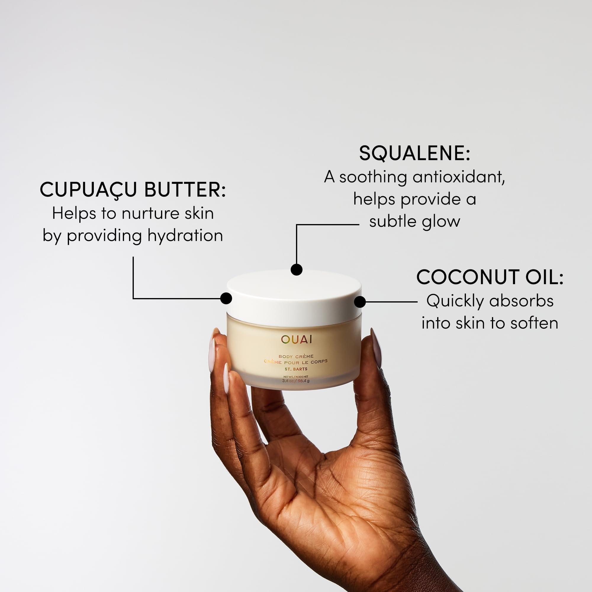 OUAI St. Barts Travel Bundle - Includes Travel Size Scalp & Body Scrub, Foaming Shower Gel, Hydrating Cream, and Hair & Body Mist (4 Count, 3.4 Oz/3.4 Oz/3 Oz/3.3 Oz) OUAI Au supplements