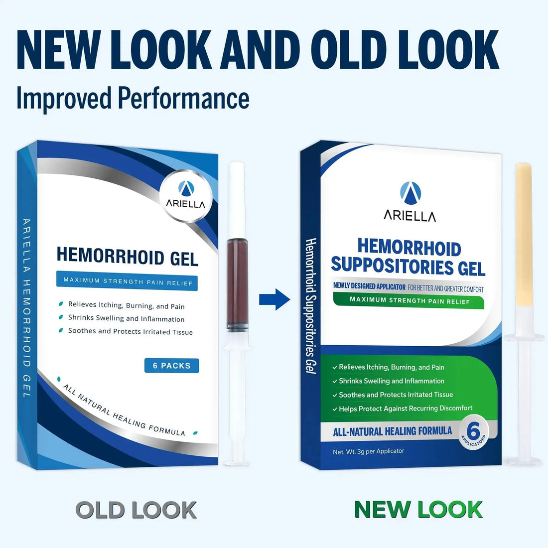 Ariella Hemorrhoid Treatment Suppository Gel: Natural & Herbal - Relieve Itching Burning Discomfort - Internal Relief - New Rounded Applicator - Nighttime Use (Pack of 6) Ariella uk supplements