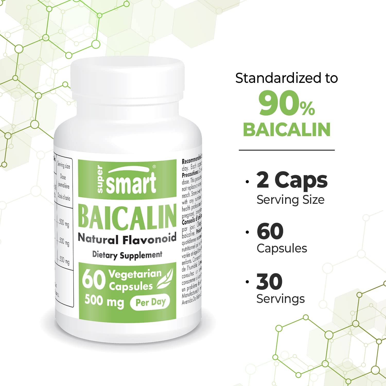 Supersmart - 90% Baicalin 500mg per Day (Scutellaria Baicalensis) - Chinese Skullcap Supersmart Au supplements