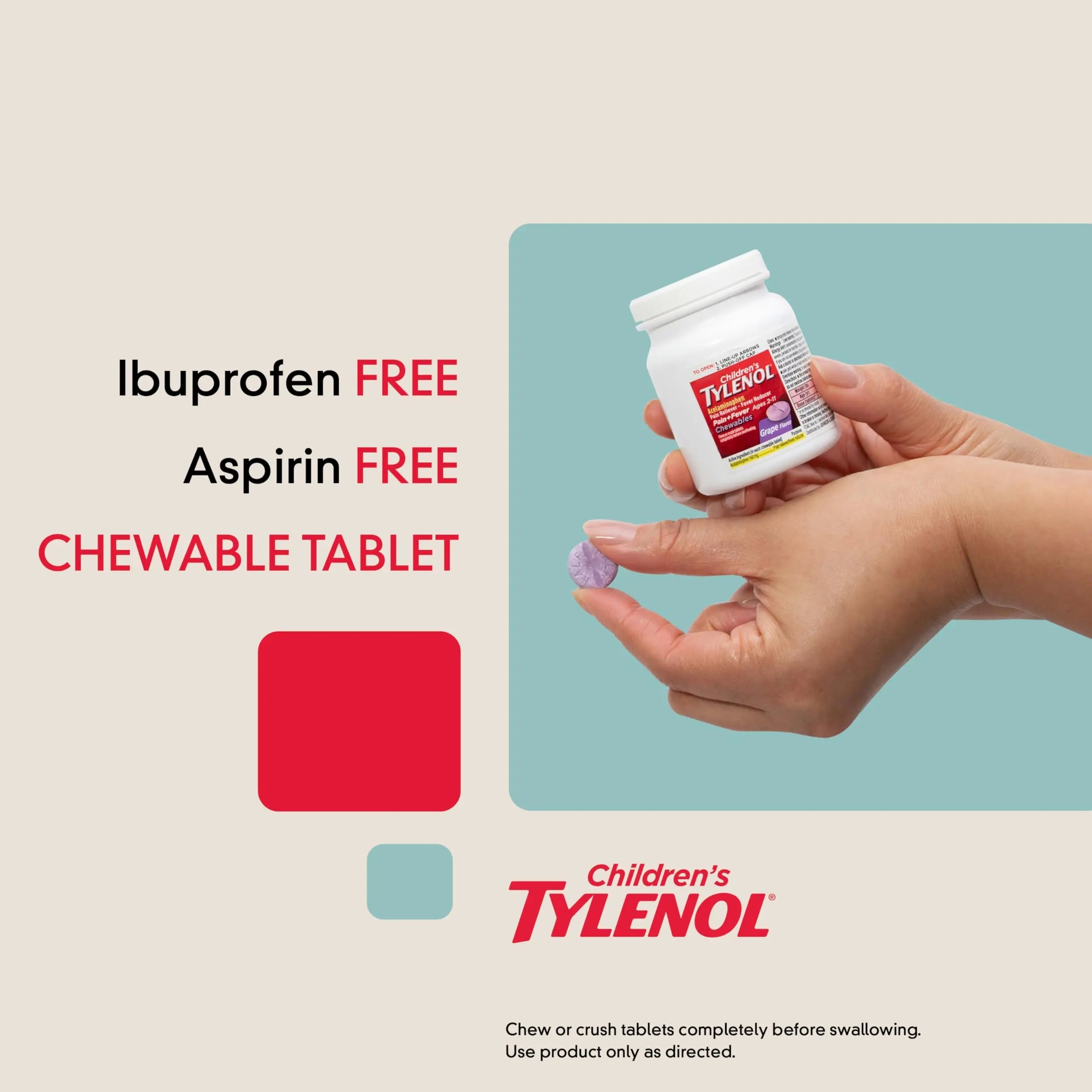 Children's Tylenol Chewables with 160 mg Acetaminophen, Pain Reliever & Fever Reducer for Kids' Cold + Flu Symptoms, Headache, Sore Throat & Toothache, Aspirin-Free, Grape Flavor, 24 ct Tylenol Au supplements