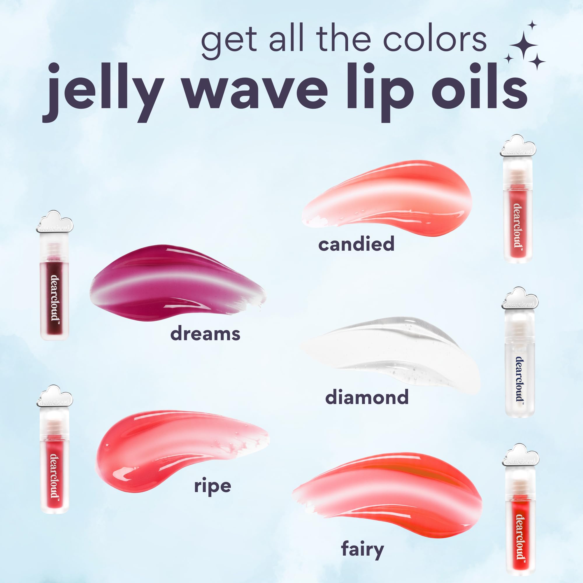 dearcloud Jelly Wave Lush Lip Oil – Clear Lip Gloss and Lip Gloss for Women - Korean skincare essential – Lip Oil for Women with Collagen - Diamond (0.13 oz) dearcloud Au supplements