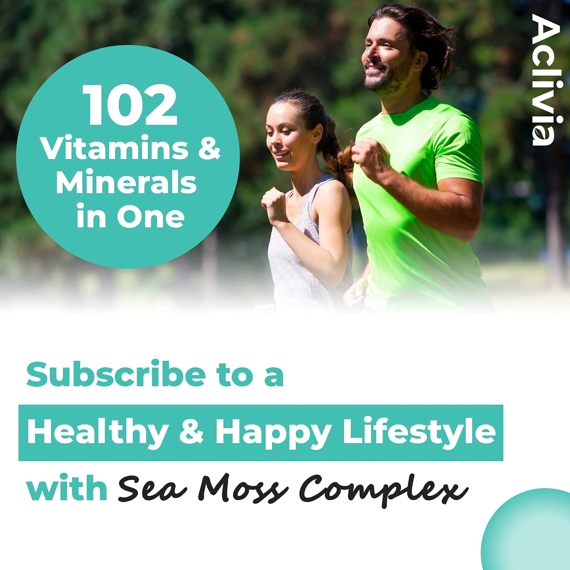 Aclivia - Organic Irish Sea Moss Capsules with Bladderwrack & Burdock Root - 102 Minerals Sea Moss Supplement - Thyroid Support, Immune Boost - Non-GMO (60 Count) Aclivia Au supplements