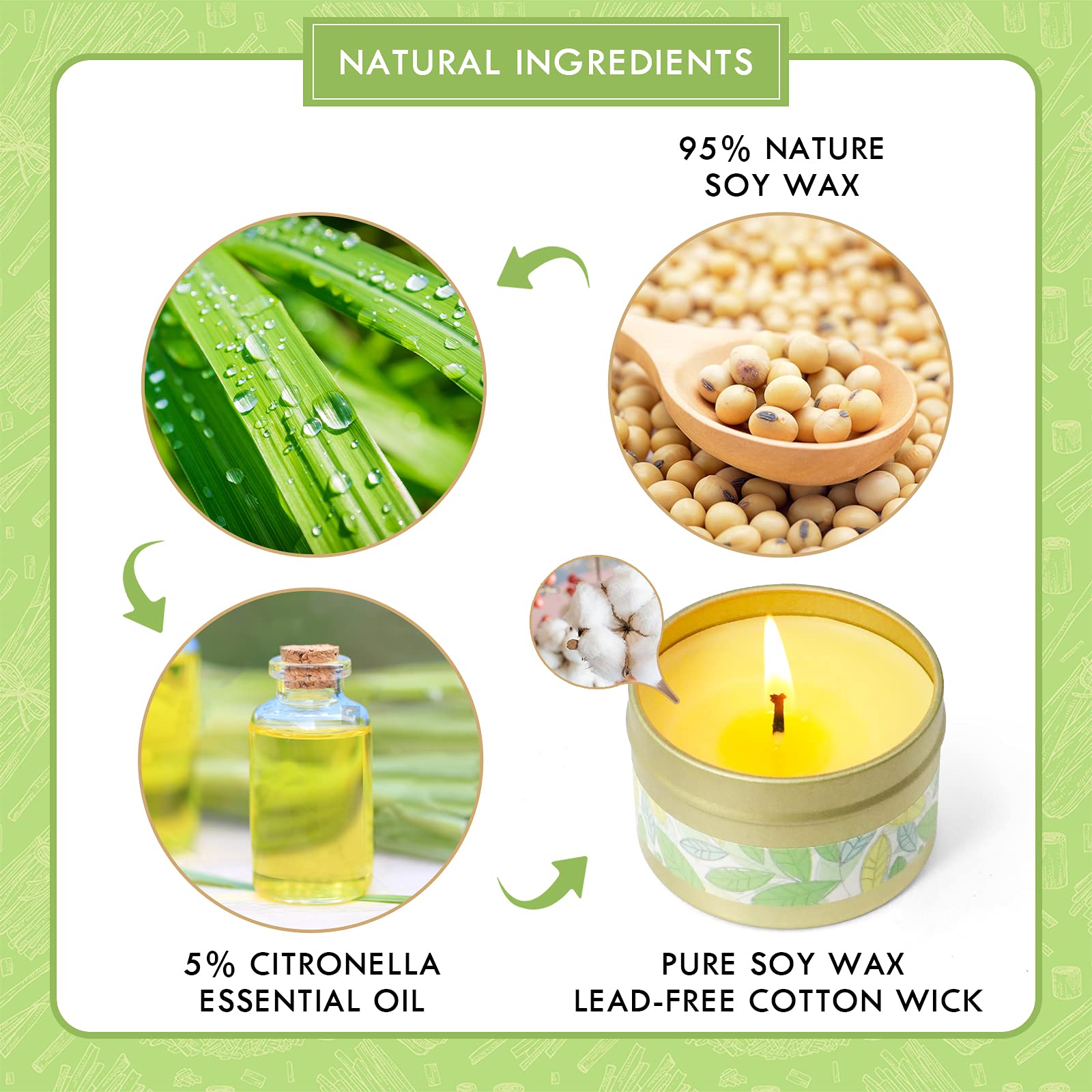 Citronella Candles Outdoor, Scented Candles, Summer Soy Wax Candles, Lemongrass Candles STRN Au supplements