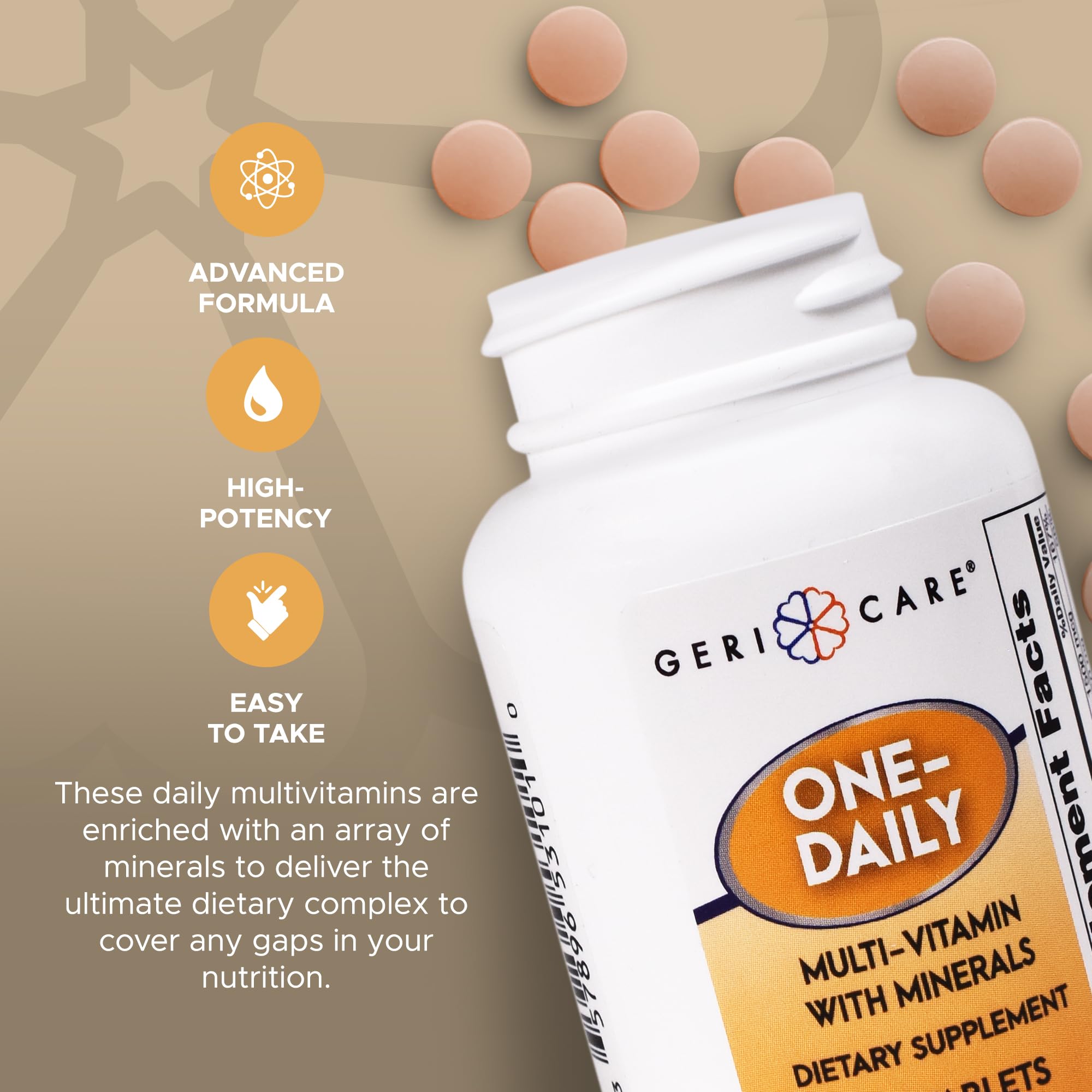 One-Daily Multivitamins with Minerals for Men & Women (100 Tablets) by GeriCare| High-Potency Multi-Vitamin & Multimineral Dietary Supplement for Immunity, Energy| Complete Daily Nutritional Support GeriCare Au supplements