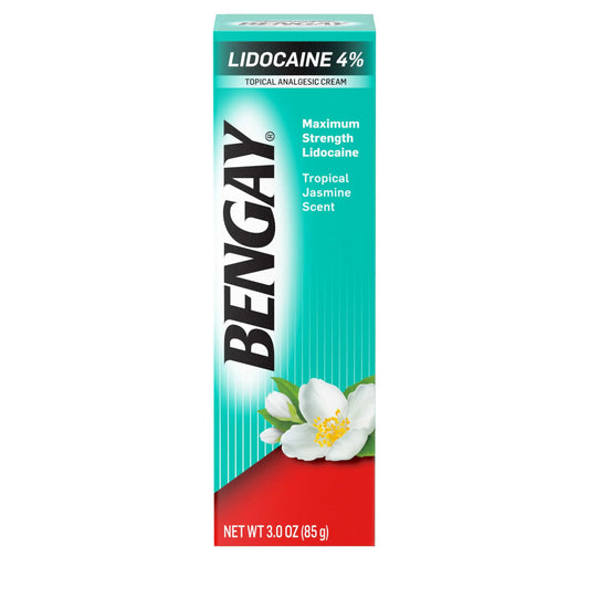 Bengay Lidocaine Pain Relief Cream, Maximum Strength OTC, Non-Greasy Topical Analgesic with 4% Lidocaine to Desensitize Nerves, Numbing Cream with a Soothing Jasmine Scent, 3 oz BengayAU supplements