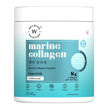 WELLBEING NUTRITION Pure Korean Marine Collagen Supplements for Women & Men, 200g | Hydrolyzed Collagen Powder and Amino Acids | Supports Healthy Skin, Hair, Nails, Bone & Joint | Unflavored WELLBEING NUTRITION Au supplements