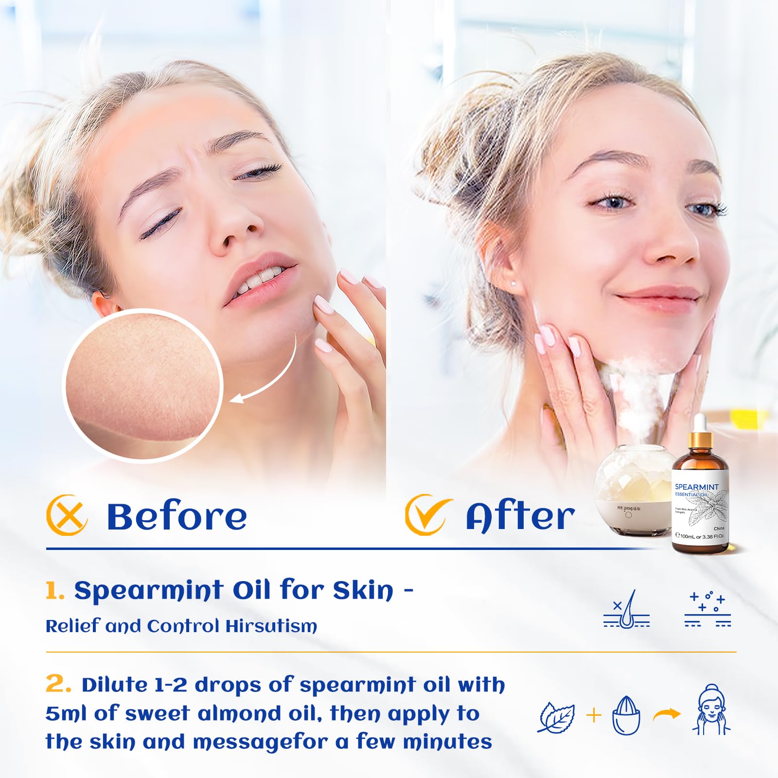 HIQILI 100ML Spearmint Essential Oil for Skin Care -100% Pure Treatment Grade - 3.38 Fl Oz. HIQILI Au supplements