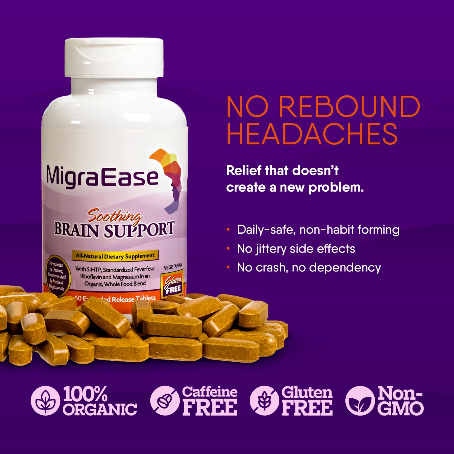 Doctor Knowles Migraine Supplement |Complete Natural Migraine Prevention & Relief Pills with Magnesium, 5-HTP, Feverfew, Riboflavin & Organic Blend |Caffeine Free, Extended-Release Tablets (60 Units) DR. KNOWLES Au supplements