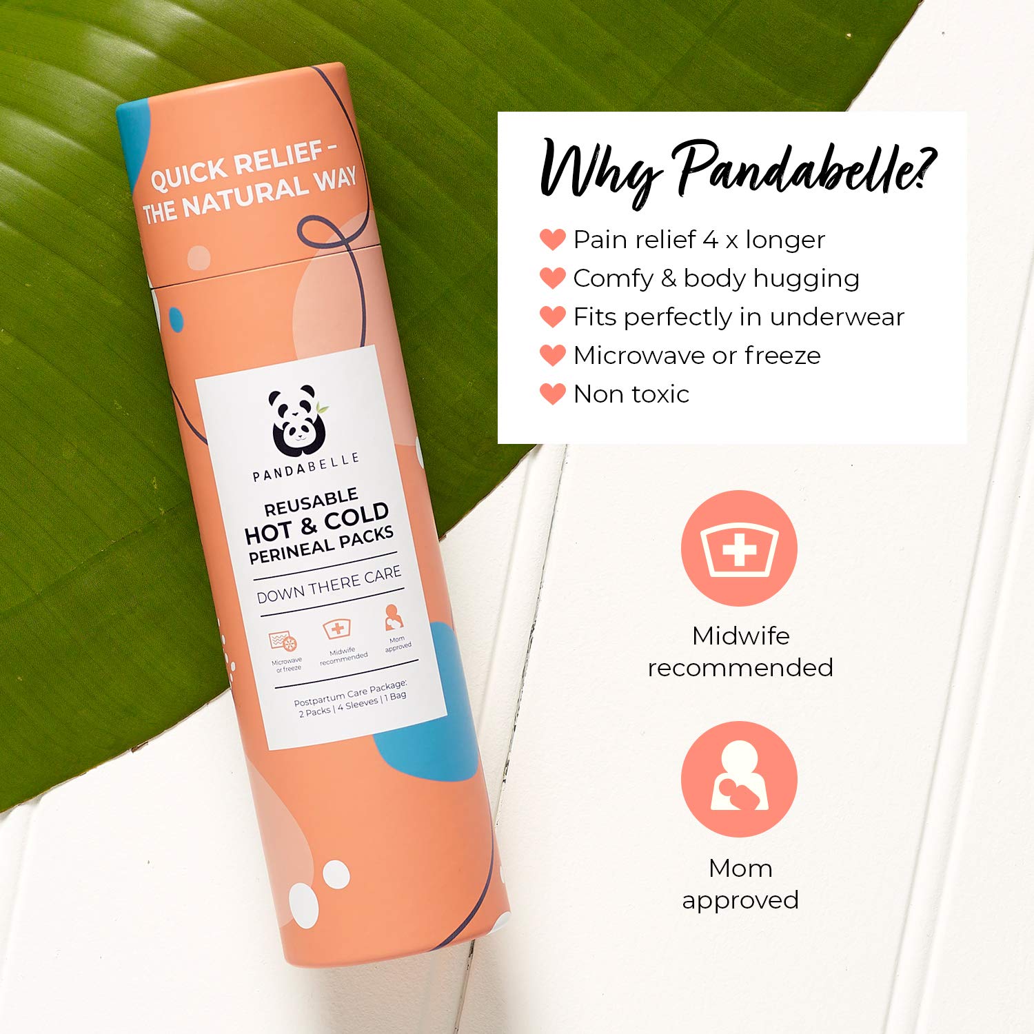 Pandabelle Hot & Cold Reusable Perineal Ice Pack with 4 Washable Cotton Sleeves & Carry Bag for Postpartum Perineal Pain, Hemorrhoids, C-Section Scar, Breastfeeding, Post-Waxing Hair Removal & More PANDABELLE Au supplements