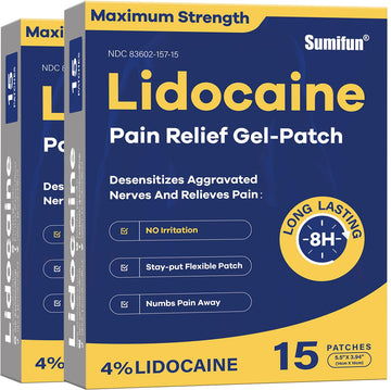 Sumifun 4% Lidocaine Patches Maximum Strength - 30 Count Pain Relief Patches for Back, Shoulder, Elbow, Knee, Muscle & Joint - Lower Back Pain Relief Products - Pain Patches Maximum Strength Lidocaine Sumifun Au supplements