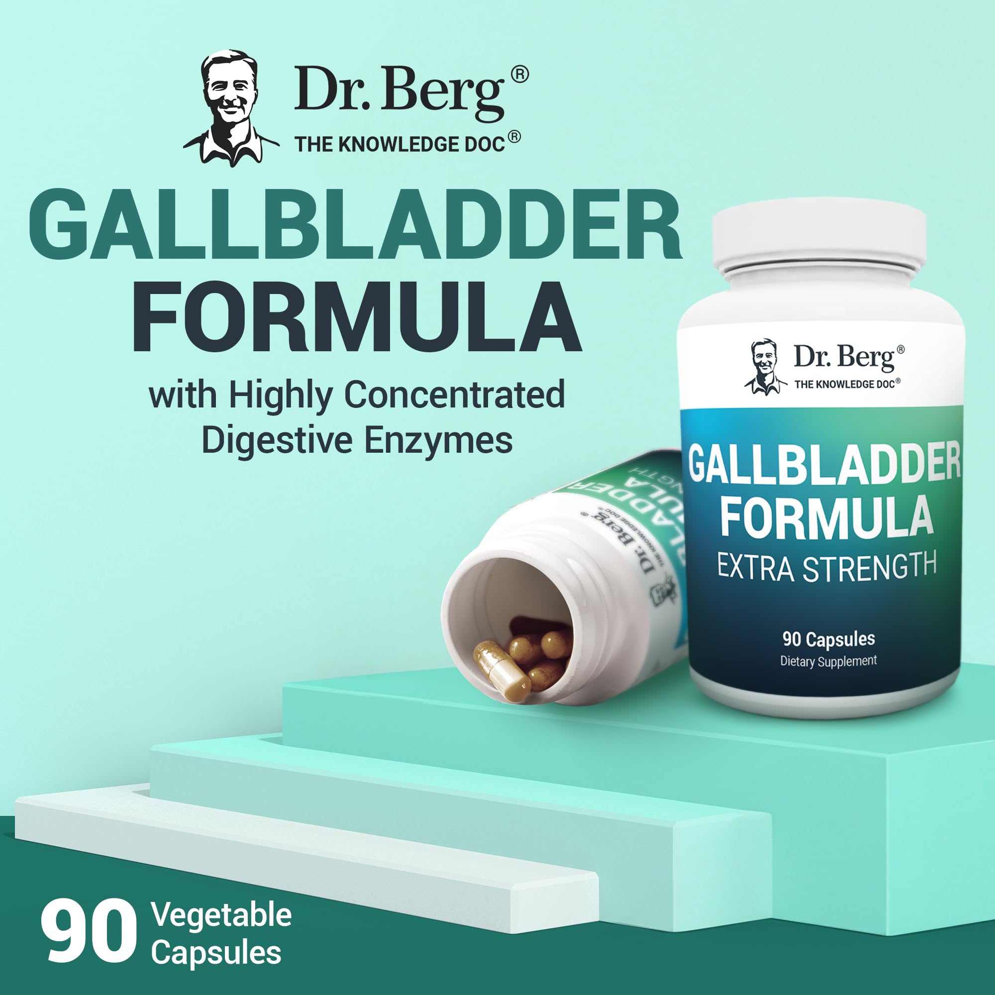 Dr. Berg Gallbladder Formula Extra Strength - with Ox Bile Powder and Conjugated Bile Acid - Digestive Enzymes Proprietary Blend - Full 45-Day Supply - 90 Vegetable Capsules Dr. Berg Nutritionals Au supplements