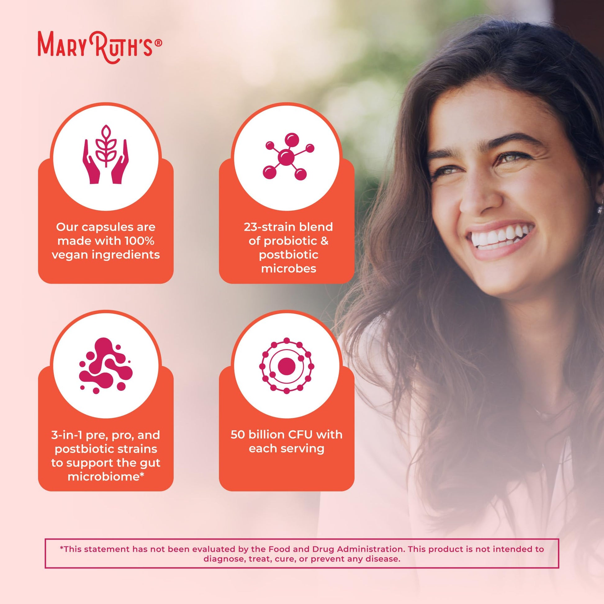 MaryRuth's 3-in-1 Daily Health Probiotics for Women | Hormone Support & Gut Health Supplement for Women | Women’s Probiotic | 50 Billion CFU | Vegan | 30 ct MARYRUTH'S Au supplements