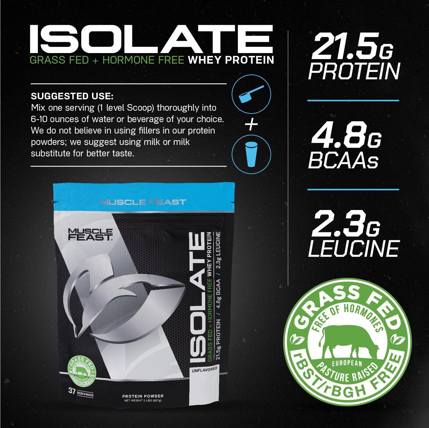 Muscle Feast Grass-Fed Whey Protein Isolate, All Natural Hormone Free Pasture Raised Muscle Feast Au supplements