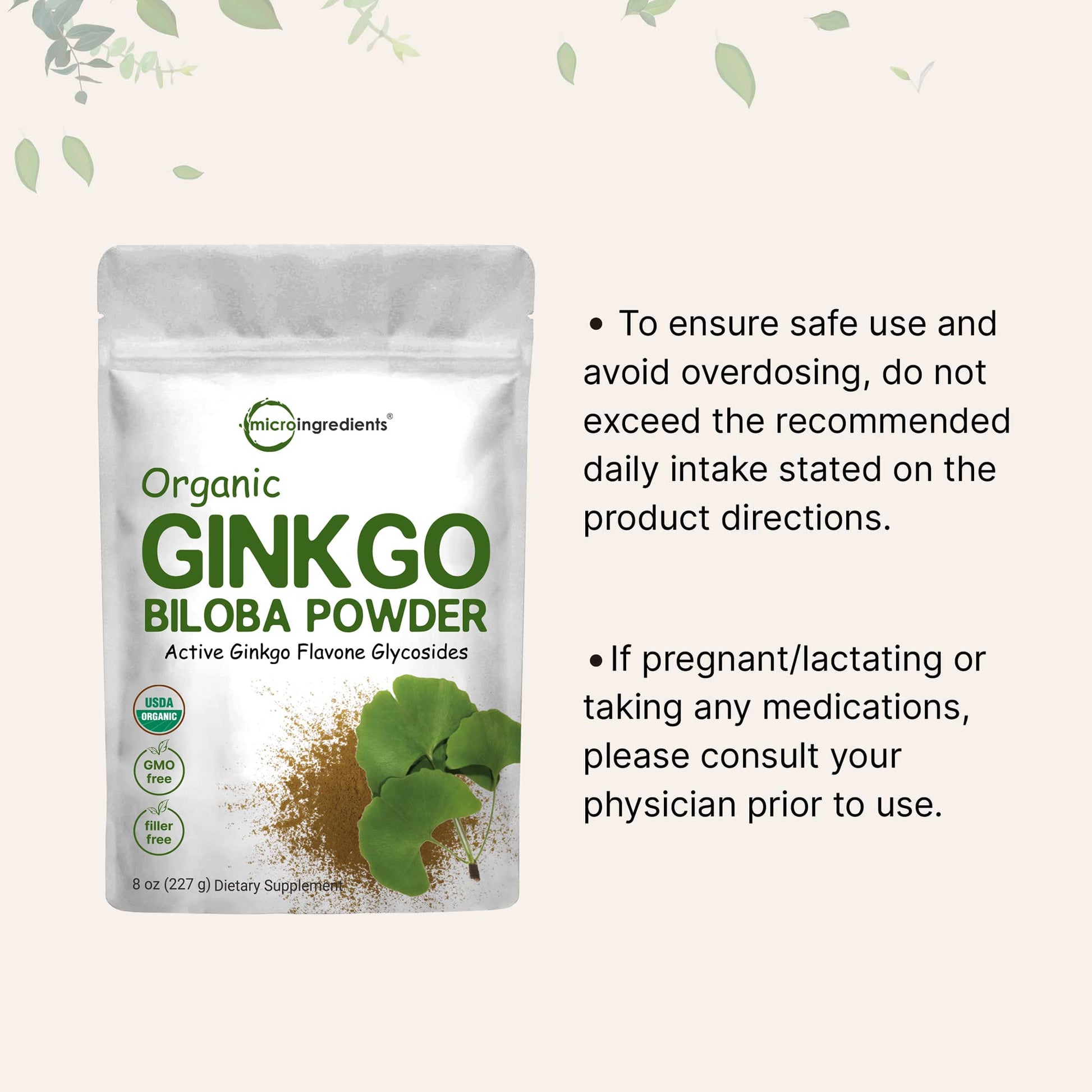 Micro Ingredients Raw Organic Ginkgo Biloba Powder, 8 Ounce (18 Months Supply) Micro Ingredients Au supplements