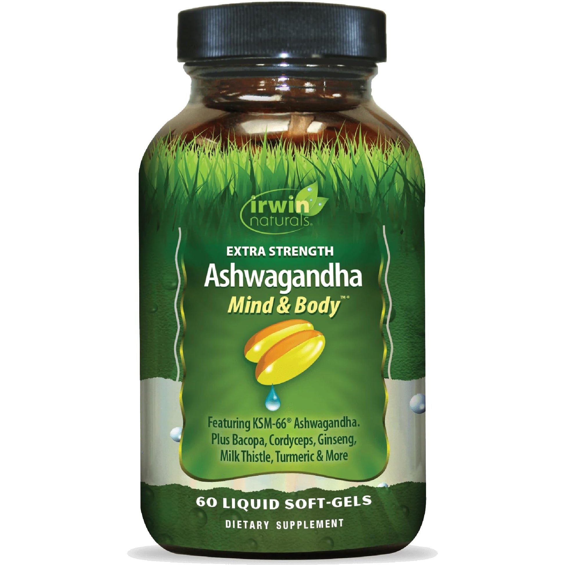 Irwin Naturals Extra Strength Ashwagandha - 60 Liquid Softgels - Helps Boost Physical & Mental Performance - with Turmeric & Milk Thistle Irwin Naturals Au supplements