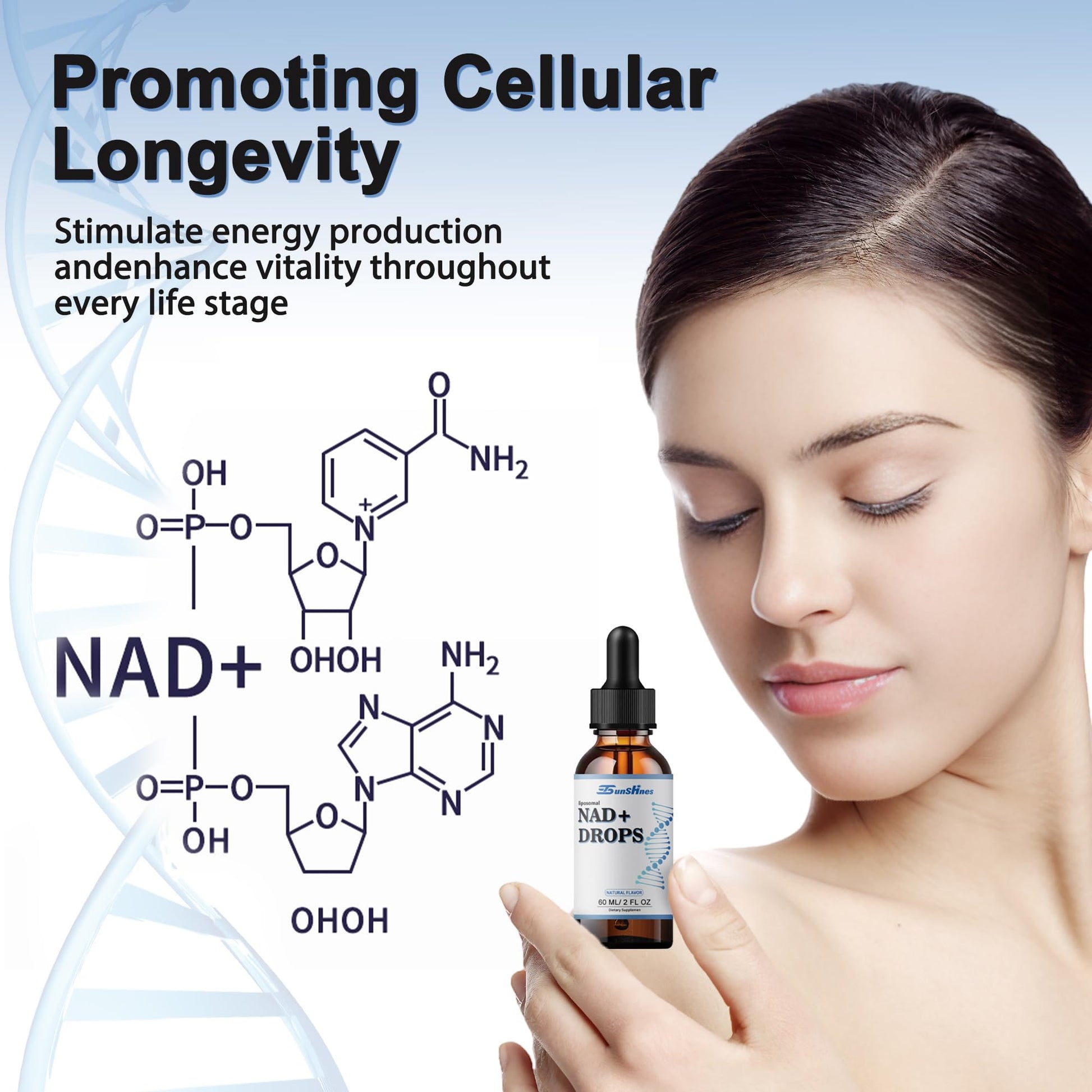 tsunshnes Liposomal NAD+800mg, NAD+ Supplement Drops - NMN or Nicotinamide Riboside Alternative, Healthy Aging Energy Metabolism and Vitality, NAD Liquid Supplement for Maximum Absorption tsunshnes Au supplements