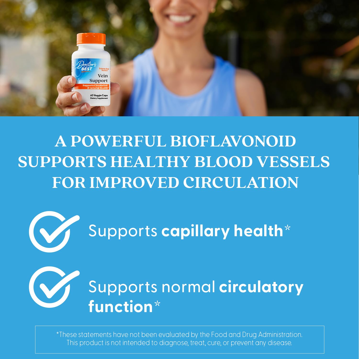 Doctor's Best Vein Support Supplement - Contains Diosmin & Hesperidin, Circulation Support for Legs & Feet, for Men & Women, Formula with Vitamin K2 & Natural Orange Extract, Vegan - 60 Veg Caps Doctor's BEST Au supplements