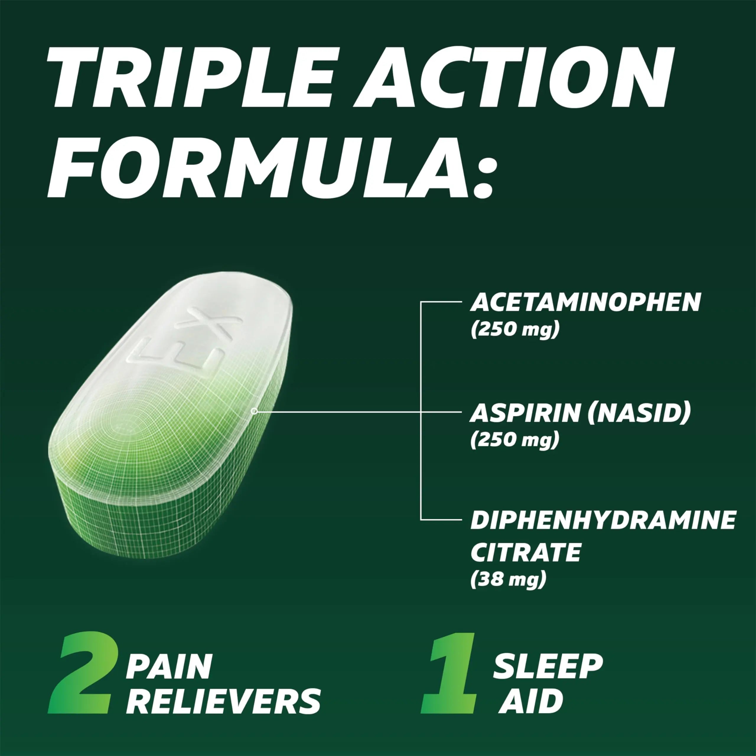 Excedrin PM for Headache Relief, Acetaminophen 250mg, Aspirin 250mg, Diphenhydramine Citrate 38mg, Pain Reliever, Nighttime Sleep-Aid, 24 Count Excedrin Au supplements