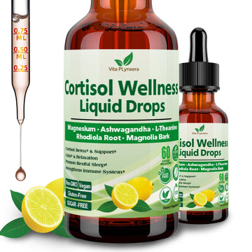 Vita PLynxera Cortisol Supplement Liquid Drops, 17-in-1 Cortisol Detox w. Magnesium Glycinate 400mg Ashwagandha, L-Theanine, Phosphatidylserine, Hormone Balanced for Women, Mood Focus, Sleep Support Vita PLynxera Au supplements