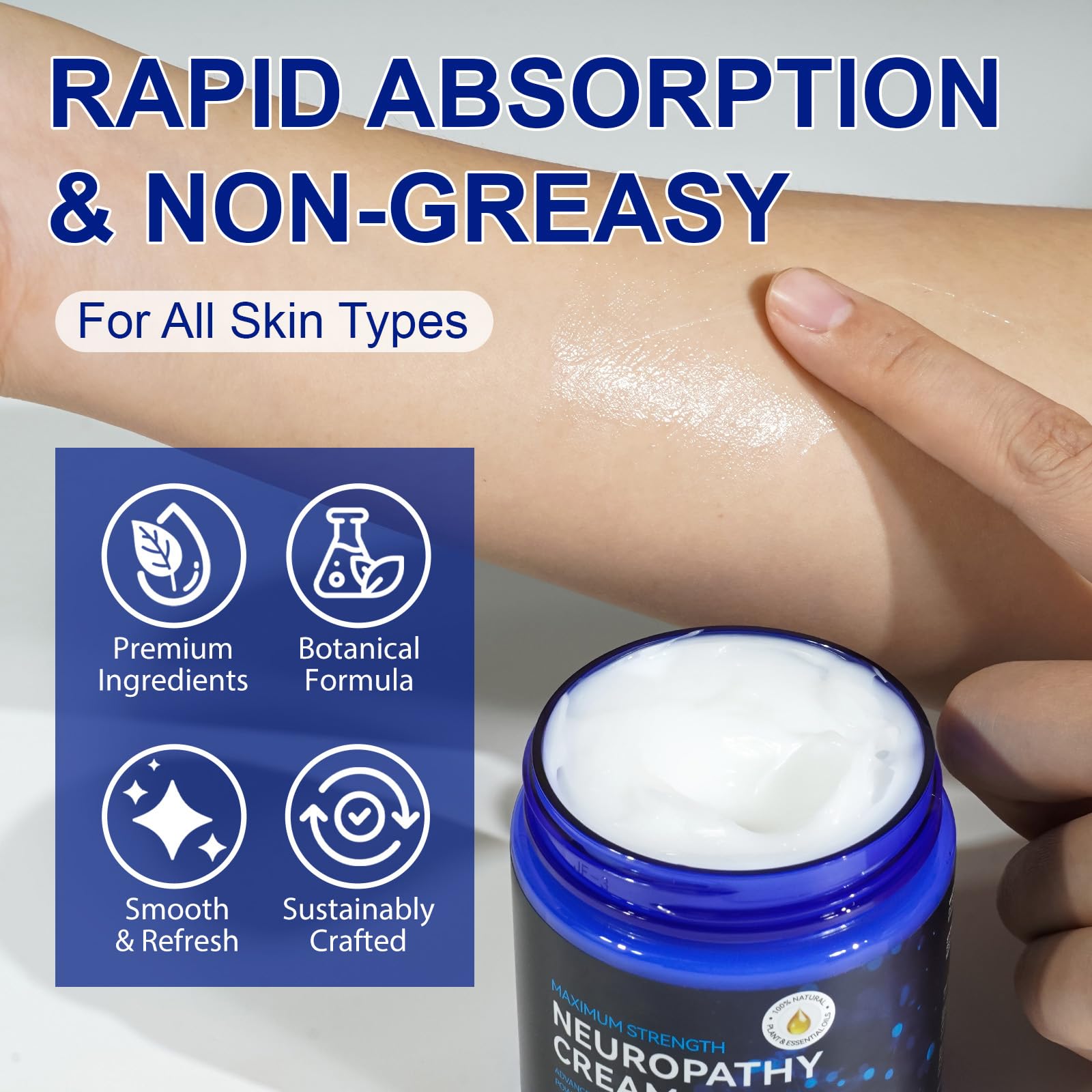 Neuropathy Cream for Feet, Legs & Hands – Lightweight, Plant-Based Formula with Cooling Comfort, 4 oz CFXYHNOX Au supplements