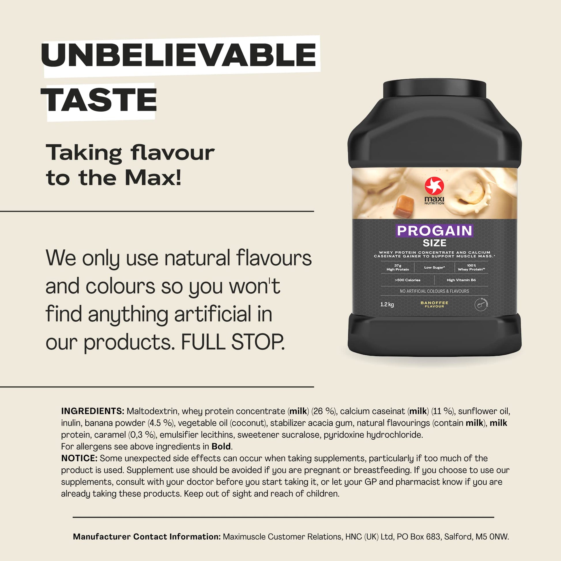 MaxiNutrition - Progain, Banoffee - Whey Protein Powder for Size & Muscle Mass – Low Sugar MaxiNutrition Au supplements