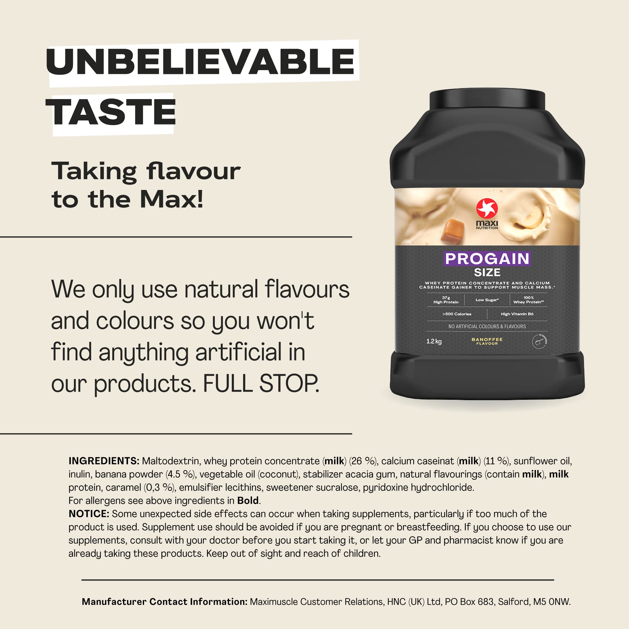 MaxiNutrition - Progain, Banoffee - Whey Protein Powder for Size & Muscle Mass – Low Sugar MaxiNutrition Au supplements