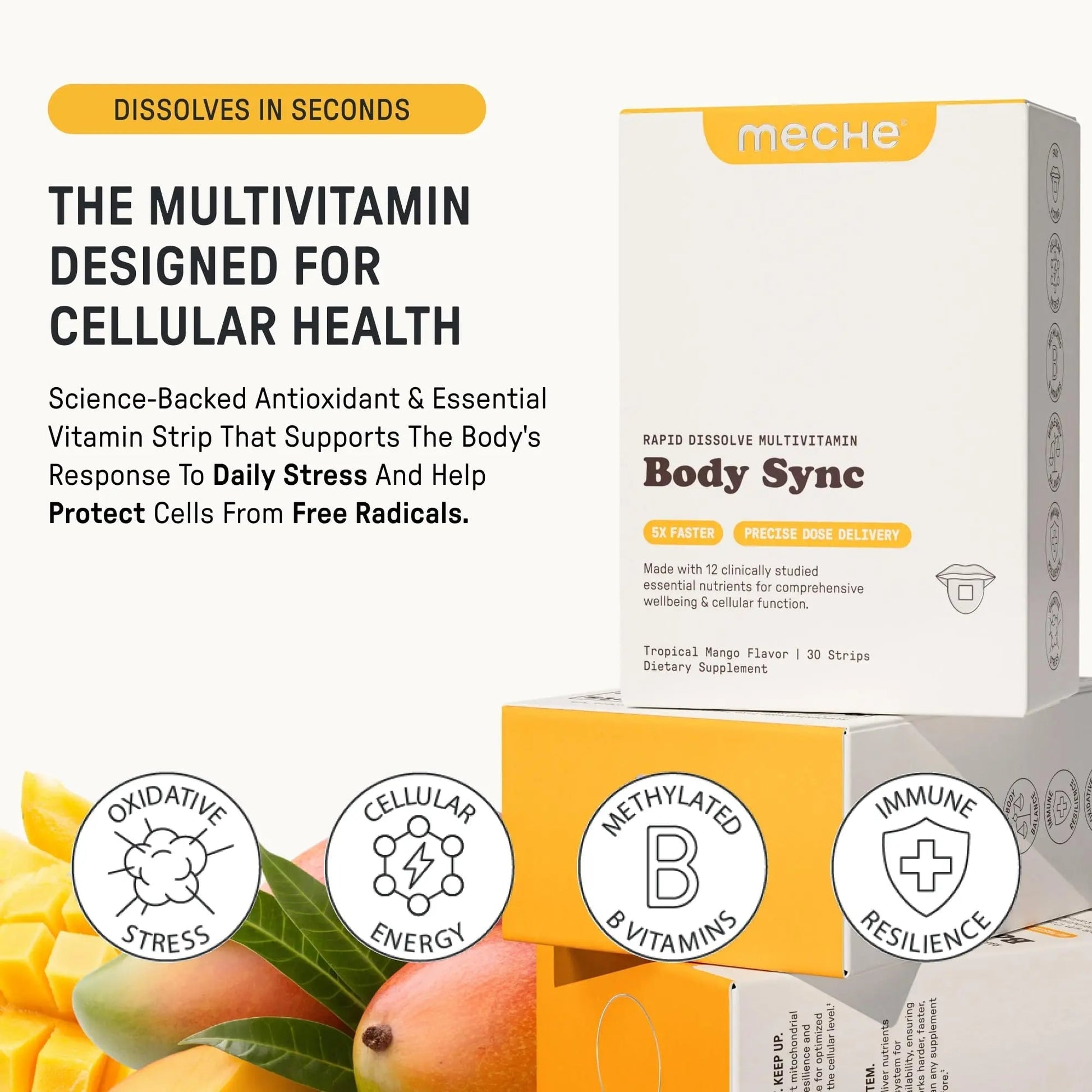Meche Multivitamin for Women and Men Strip Supplements - Vitamins A, C, D, B6, Methylated B12, Folate, Biotin - Beauty, Energy, Immune Support Meche Au supplements