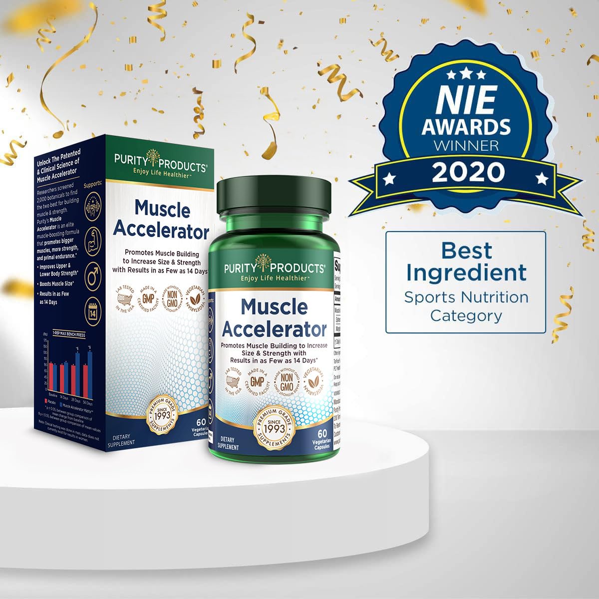 Purity Products Muscle Accelerator 650 mg Patented & Clinically Tested Muscle Accelerator Blend of Ayurvedic Herbal Extracts Promotes Strength, Endurance + Muscle Growth - 60 Veg Caps Purity Products Au supplements