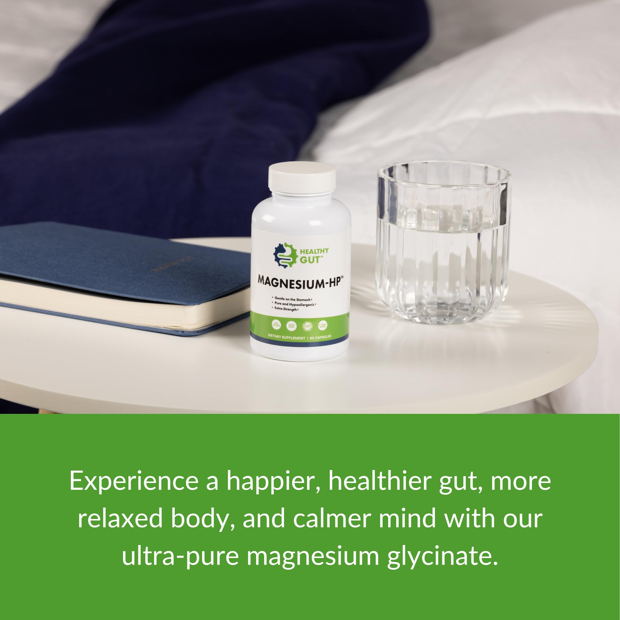 Healthy Gut Magnesium-HP | Ultra Pure Magnesium Glycinate Capsules with Zero Fillers | 180 mg Magnesium Glycinate | 90 Servings Healthy Gut Au supplements