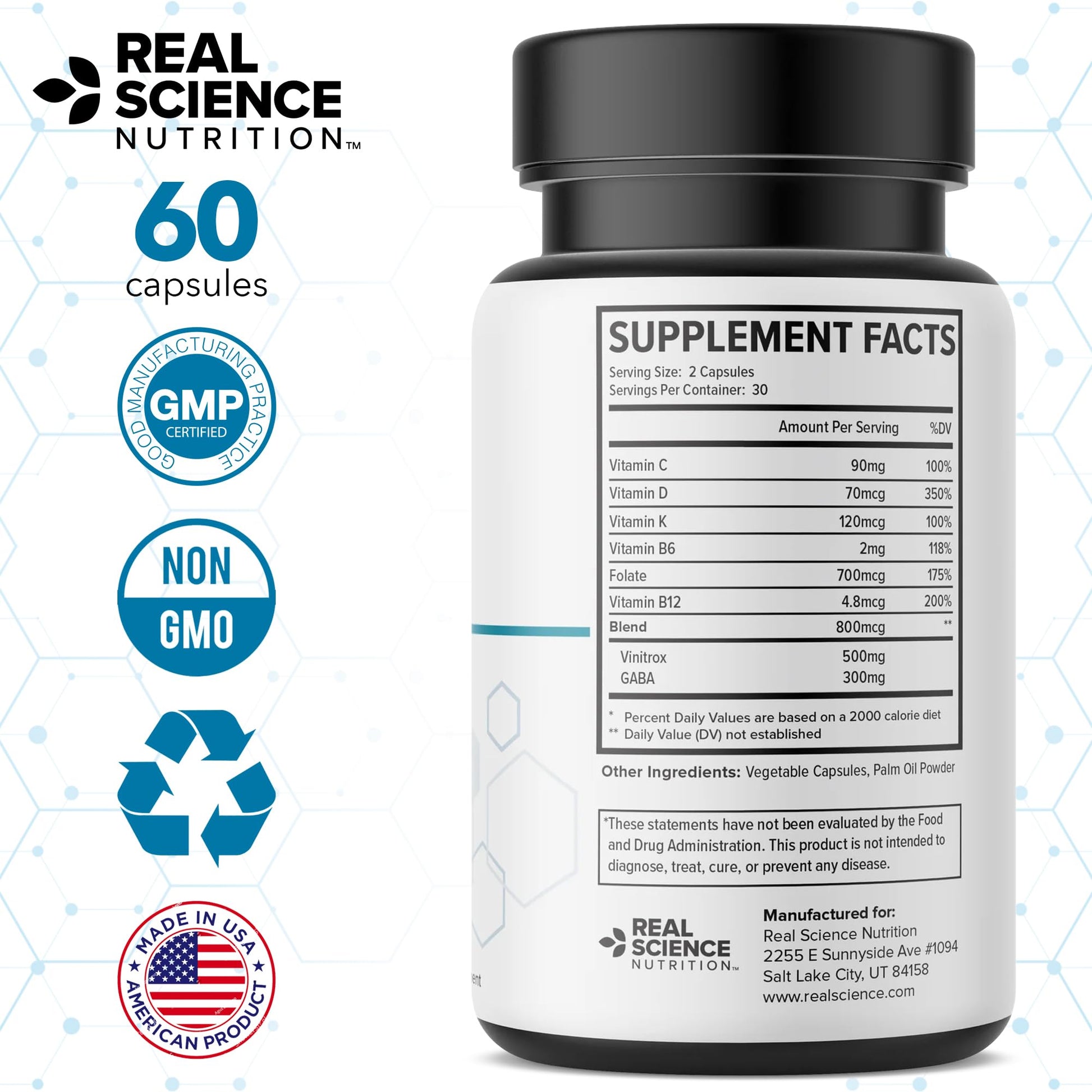 Real Science Nutrition BreatheEasy Lung Support Supplement for Lung Health & Respiratory Wellness – Lung Cleanse Formula with Vinitrox, GABA for Circulation Support - Made in USA - 60 Capsules Real Science Nutrition Au supplements